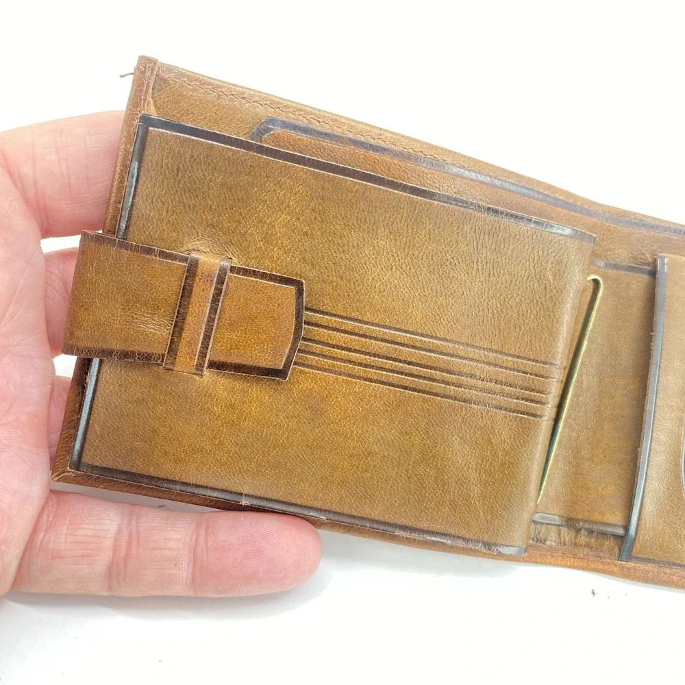Vintage Leather Wallets Set of 2 Gotham Leather Goods Bifold Mexico Brown Black